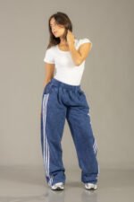 Pantalon palazo procesado con linia en color azul - Imagen 7