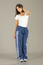 Pantalon palazo procesado con linia en color azul - Imagen 6