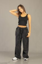 Pantalon palazo prosesado lizo color negro - Imagen 2