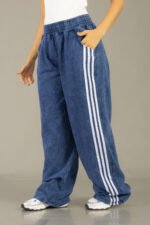 Pantalon palazo procesado con linia en color azul - Imagen 17