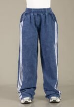 Pantalon palazo procesado con linia en color azul - Imagen 19