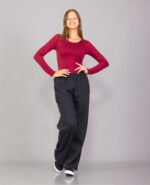 Pantalon palazo de friza peinado